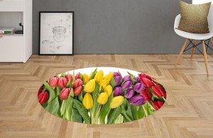 3D Ковер «Множество тюльпанов в росе»