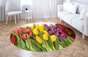 3D Ковер «Множество тюльпанов в росе»
