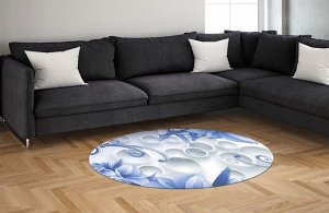 3D Ковер «Синие цветы на фоне с кругами»