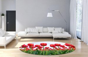 3D Ковер «Красные тюльпаны в поле»
