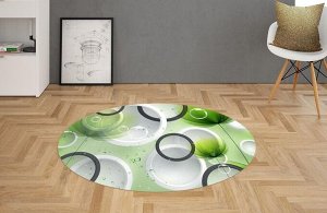 3D Ковер «Салатовые цветы с объемными кольцами»
