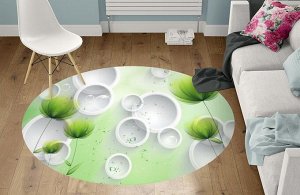 3D Ковер «Салатовые цветы с кругами»