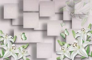 Design Studio 3D 3D Ковер «Салатовые лилии на пудровом фоне»