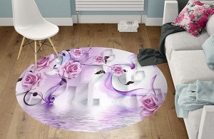 3D Ковер «Розовые цветы над водой отражение»