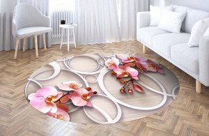 3D Ковер «Розовые орхидеи с кольцами»