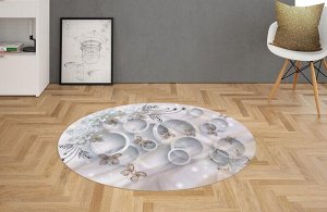 3D Ковер «Объемные круги с драгоценными цветами и бабочками»