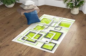 3D Ковер «Объемные зеленые квадраты»