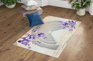 3D Ковер «Объемные арки с фиолетовыми цветами»