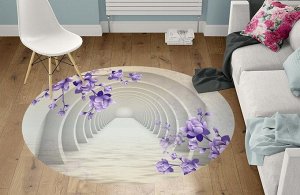 3D Ковер «Объемные арки с фиолетовыми цветами»