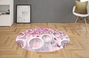 3D Ковер «Ниспадающие цветы с кругами»