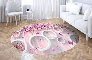 3D Ковер «Ниспадающие цветы с кругами»
