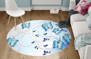 3D Ковер «Небесно голубые бабочки»