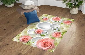 3D Ковер «Лютиковые розы на салатовом фоне»