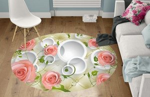 3D Ковер «Лютиковые розы на салатовом фоне»