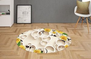 3D Ковер «Лимонные розы на молочном фоне»