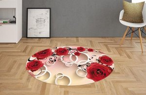 3D Ковер «Красные розы с объемными кольцами»
