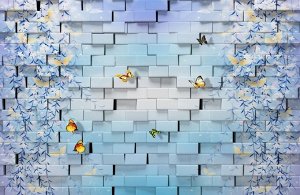 3D Ковер «Кирпичная стена с бабочками»