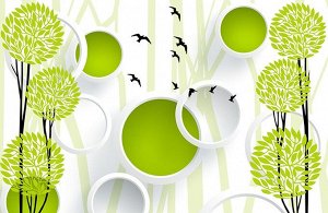 3D Ковер «Зелёные круги с птицами»