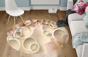 3D Ковер «Волшебные цветы на бежевом фоне»