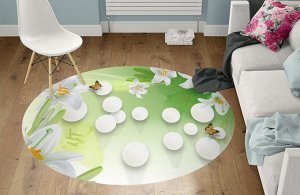3D Ковер «Белые лилии с шарами»