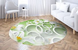 3D Ковер «Белые лилии на салатовом фоне»