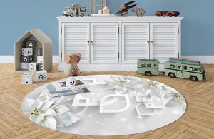 3D Ковер «Белоснежные фарфоровые цветы»