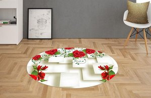 3D Ковер «Алые розы на объемном фоне»