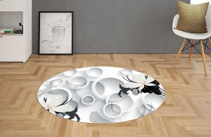 3D Ковер «Абстракция с белыми магнолиями»