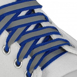 Шнурки для обуви, пара, плоские, со светоотражающей полосой, 10 мм, 100 см, цвет синий 1859408