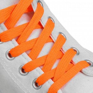 Шнурки для обуви, пара, плоские, 7 мм, 120 см, цвет оранжевый неоновый 1512872