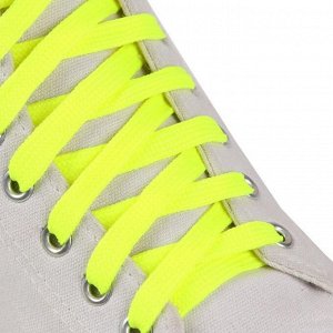 Шнурки для обуви, плоские, 12 мм, 110 см, цвет неон жёлтый 1512909