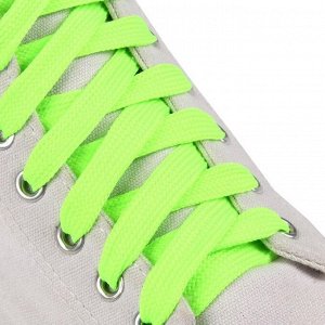 Шнурки для обуви, пара, плоские, 12 мм, 120 см, цвет неон салатовый 1512911