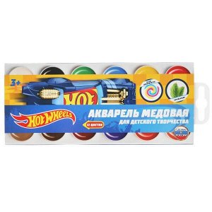 А12К-55262-HW Акварель мед. "Hotwheels" 12цв. б/к в карт.кор. с европодвесом, круглые кюветы в кор.15шт