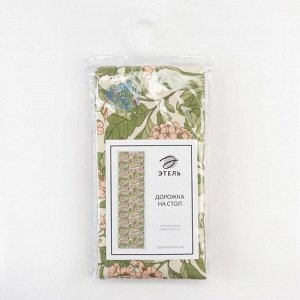 Дорожка на стол Этель Spring garden 40*149см, 100% хлопок, саржа 190 г/м*, зелёная/розовая