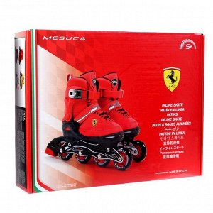 Роликовые коньки FERRARI р-р. 39-43, с алюминиевой рамой, колеса PU, ABEC 7, цвет красный