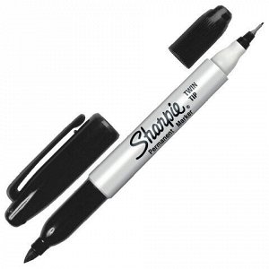 Маркер перманентный двусторонний SHARPIE (США) ЧЕРНЫЙ, "Twin Tip", наконечники 0,9/0,5 мм, S0811100