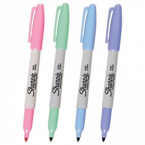 Маркеры перманентные SHARPIE (США) НАБОР 4 ЦВЕТА, "Fine Pastel", круглый наконечник, 1 мм, 2065402