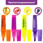 Текстовыделитель ЮНЛАНДИЯ &quot;ФРУКТЫ&quot;, АССОРТИ В ДИСПЛЕЕ, АРОМАТИЗИРОВАННЫЙ, линия 1-5 мм, 151909