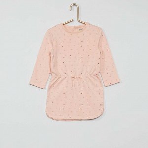 Платье из мольтона - розовый рисунок