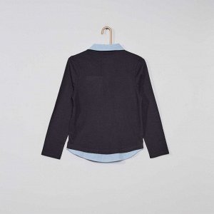 Поло в стиле рубашки Eco-conception - голубой