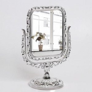 Зеркало настольное «Ажур», с увеличением, зеркальная поверхность — 11,5 х 15,5 см, цвет серебряный