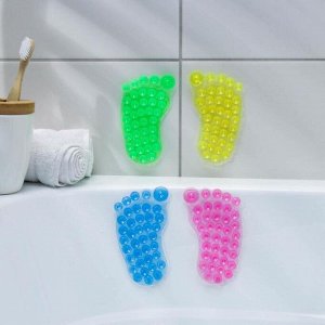 Мини-коврик для ванны «Нога», 7,5?12 см, цвет зеленый