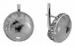 Серебряные серьги с лунным камнем и корундом 43543