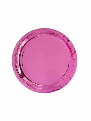 Тарелка фольга набор 6 шт 23 см розовая