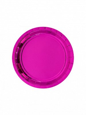 Тарелка фольга набор 6 шт 23 см ярко-розовая