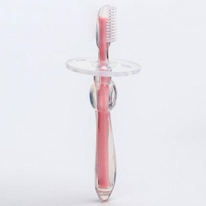 Силиконовая зубная щеточка-массажер "Первые зубки" (розовый)