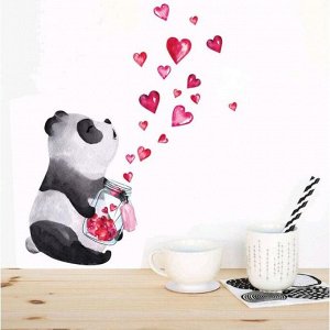 Наклейка пластик интерьерная "Панда с сердечками" 30х30 см 5139596