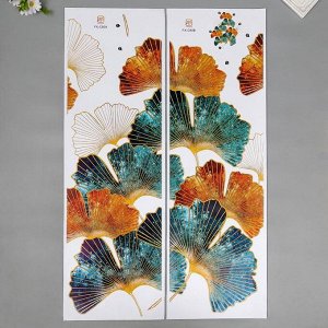 Наклейка пластик интерьерная цветная "Цветы-веера" набор 2 листа 30х90 см