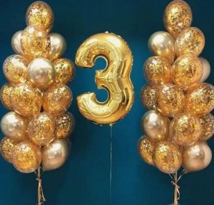 Набор воздушных шаров с цифрой "3"
