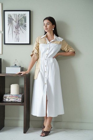 Платье LadisLine 1339 белый-бежевый